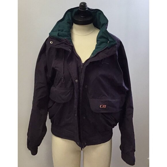 Vintage Womans CB Sports Winter Purple and Teal Shell With Hood Size Medium - Picture 1 of 4
